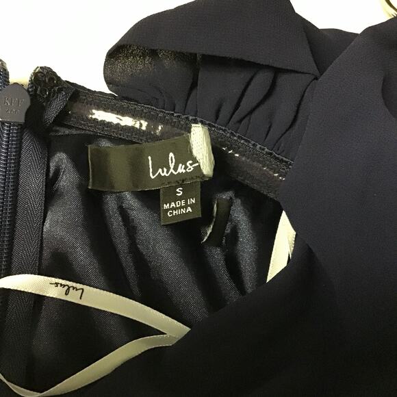 LULU'S SZ S Enduring Love Navy Blue Off-the-Shoulder Maxi Dress NEW B145 - Picture 12 of 12